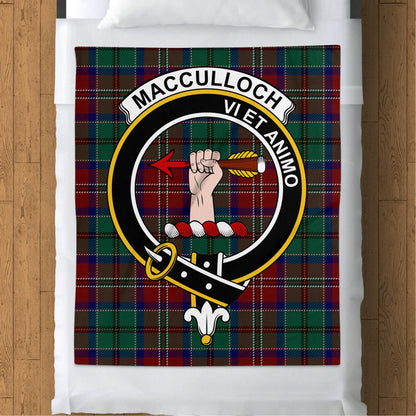 Scottish Clan MacCulloch Crest Tartan Blanket - Living Stone Gifts