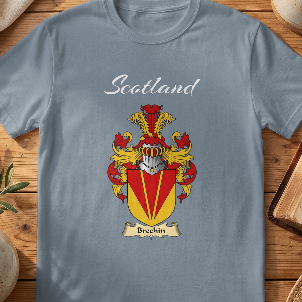 Brechin Scottish family shield T-shirt in Stone Blue