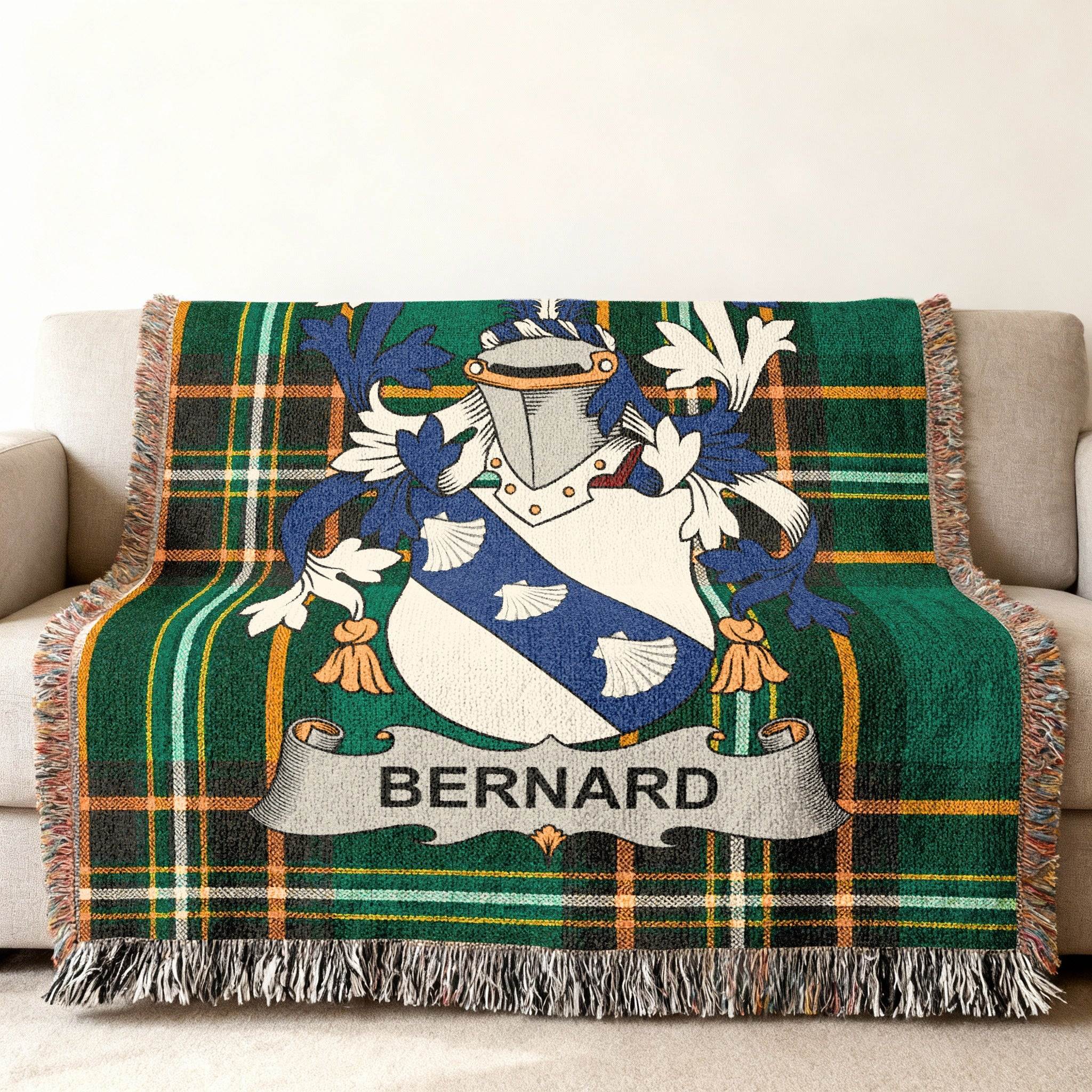 Bernard Family Crest Plaid Green Blue White product type