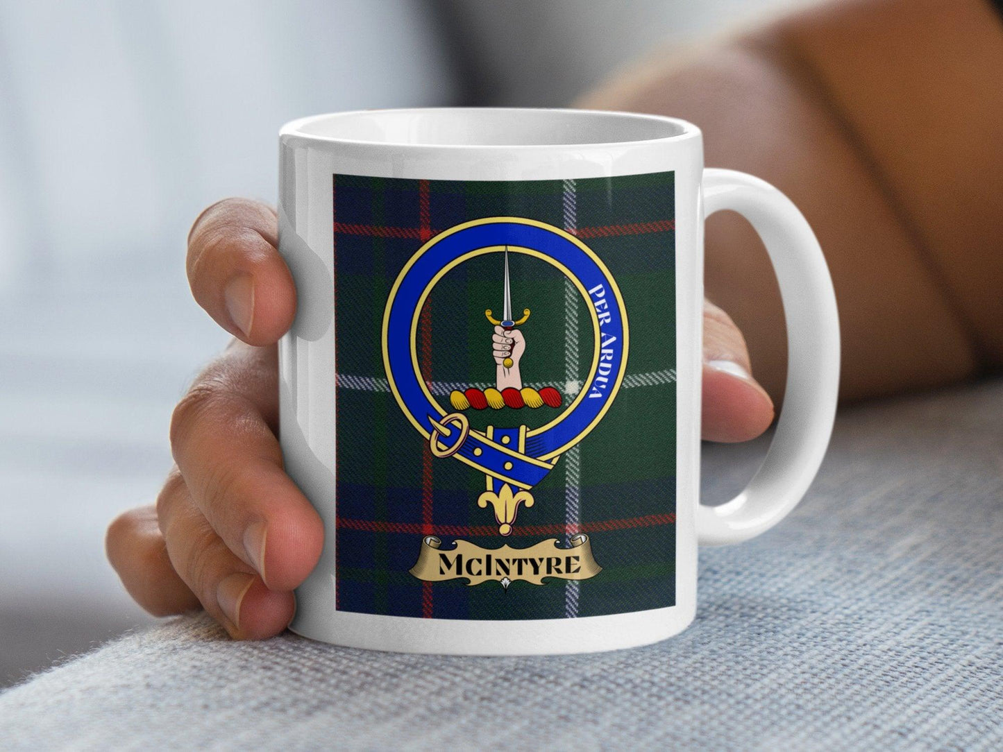 Scottish Clan McIntyre Tartan Crest Plaid Pattern Mug - Living Stone Gifts