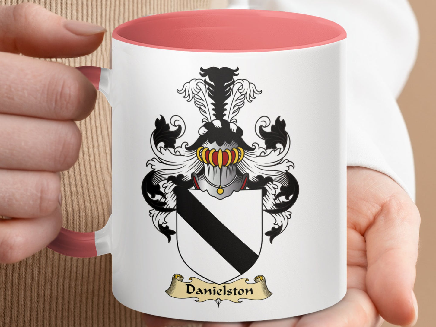 Clan Danielston Scottish Coat of Arms Accent Coffee Mug - Living Stone Gifts