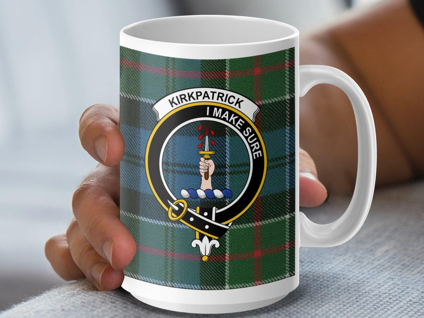 Kirkpatrick Clan Tartan Crest Plaid Scottish Mug - Living Stone Gifts