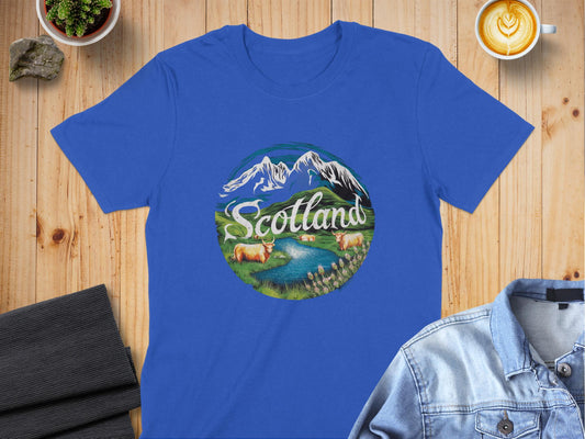 Scenic Scottish Highland Landscape Artwork T-Shirt - Living Stone Gifts