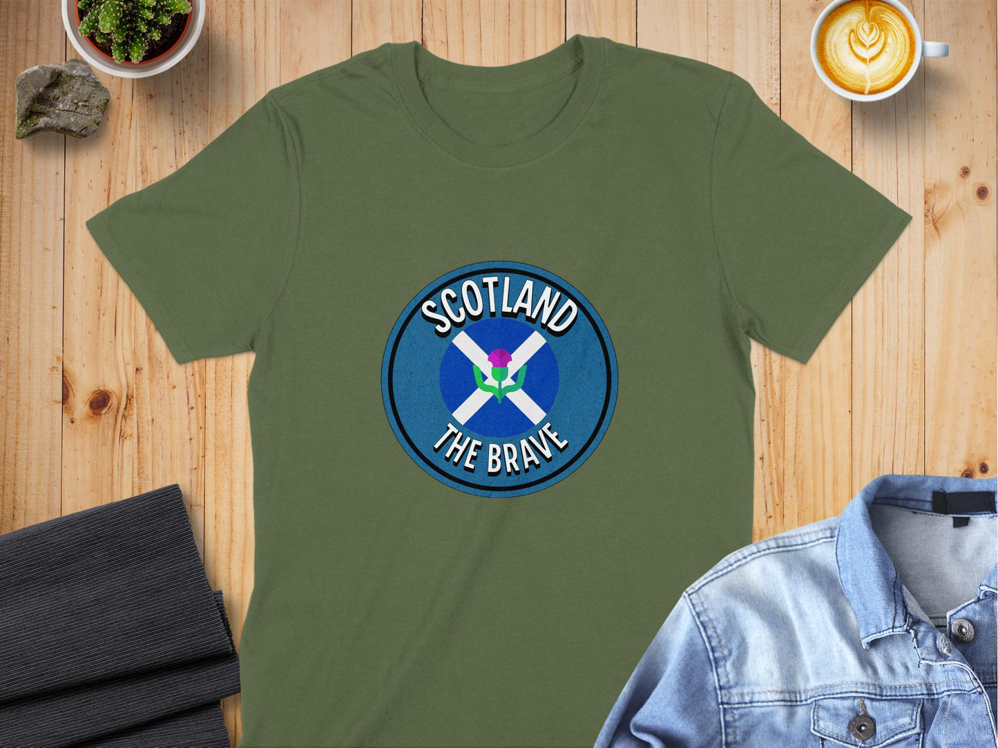 Scotland The Brave Badge Emblem Graphic T-Shirt - Living Stone Gifts