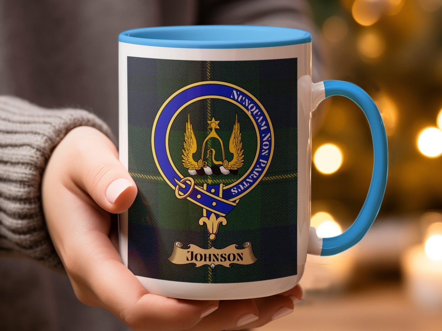 Scottish Clan Crest Johnson Tartan Plaid Pattern Mug - Living Stone Gifts