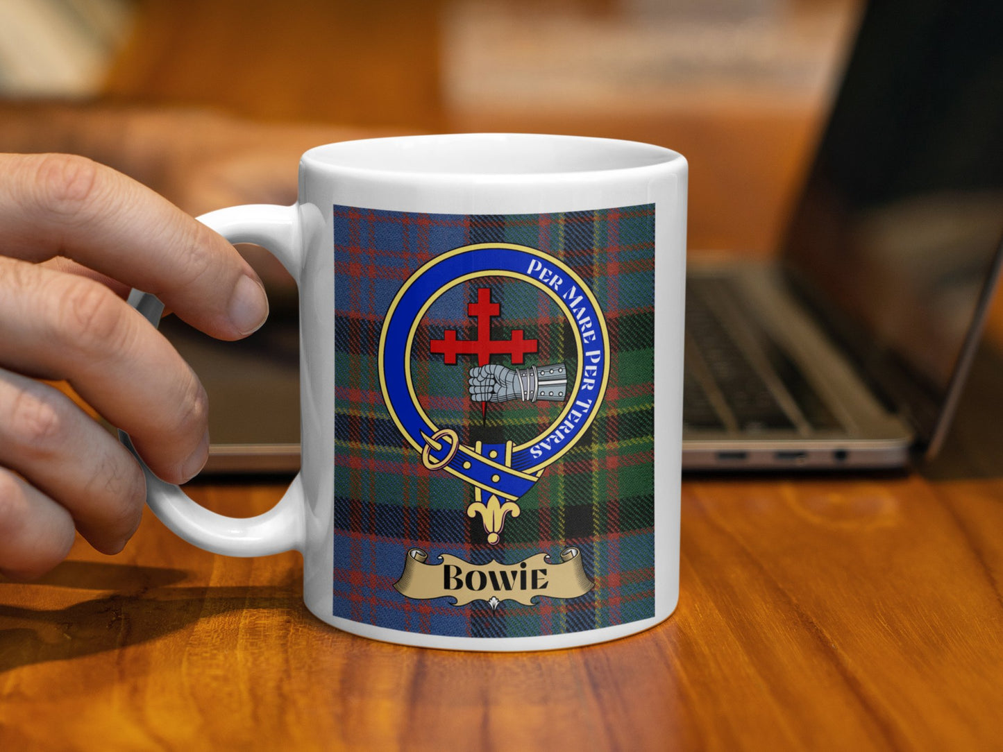 Scottish Clan Crest Tartan Design Bowie Mug - Living Stone Gifts