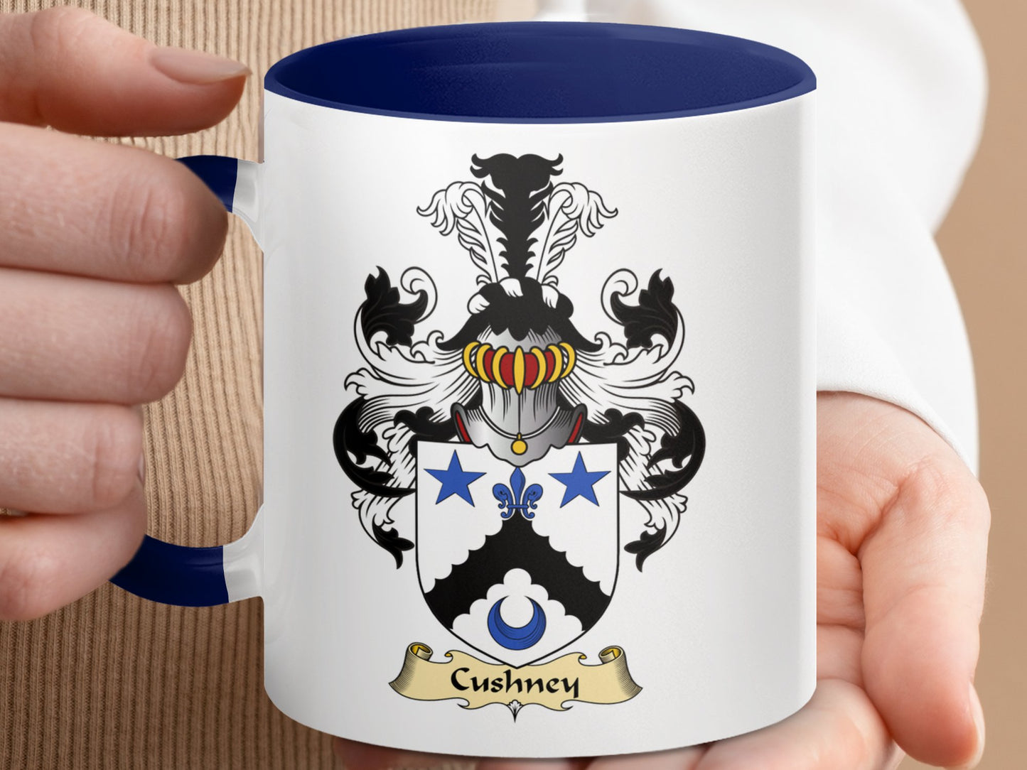 Cushney Scottish Clan Coat of Arms Accent Coffee Mug - Living Stone Gifts