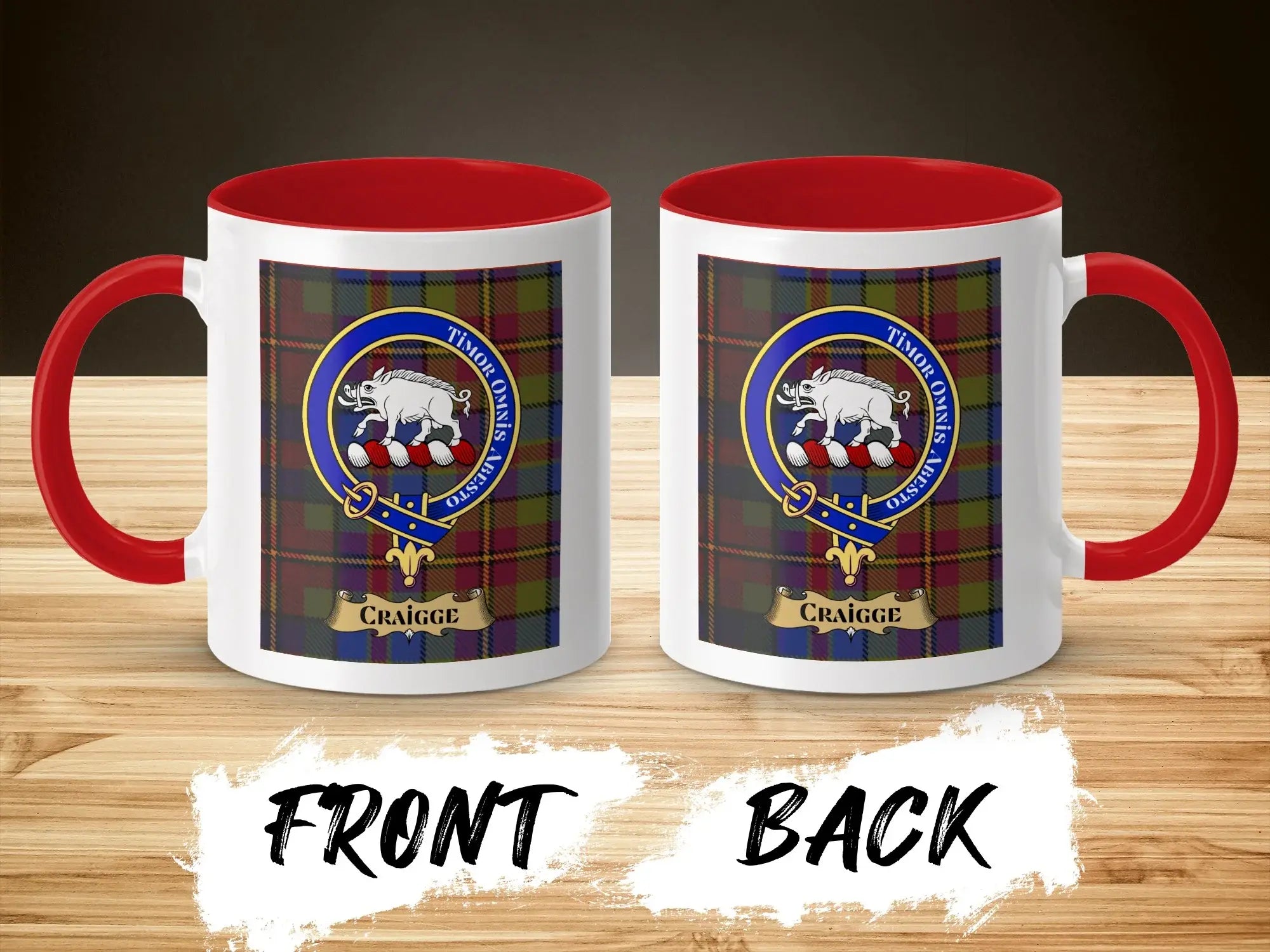 Craigge Family Crest Tartan Design Mug