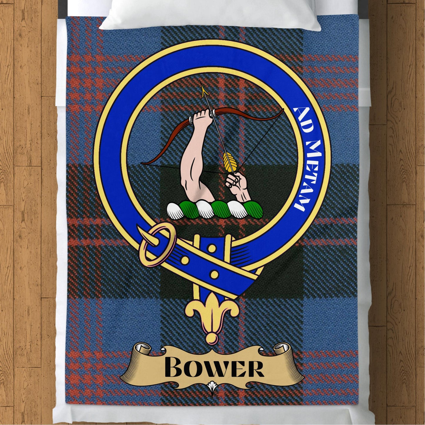 Scottish Clan Bower Crest Tartan Throw Blanket - Living Stone Gifts