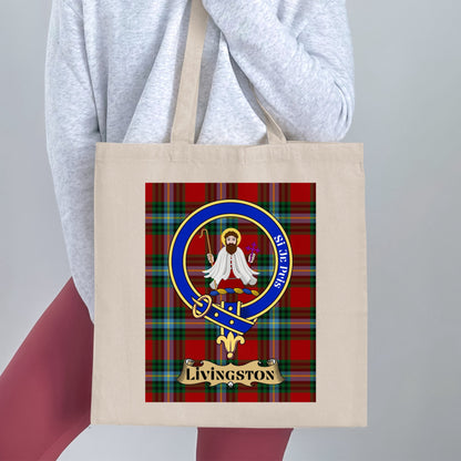 Clan Livingstons Scottish Crest Tartan Tote Bag - Living Stone Gifts