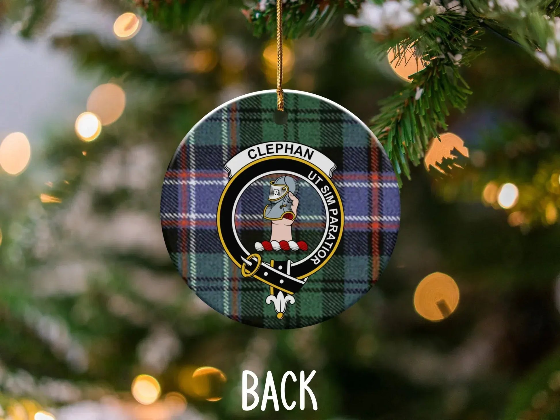 Clephan Family Crest Plaid Christmas Ornament product