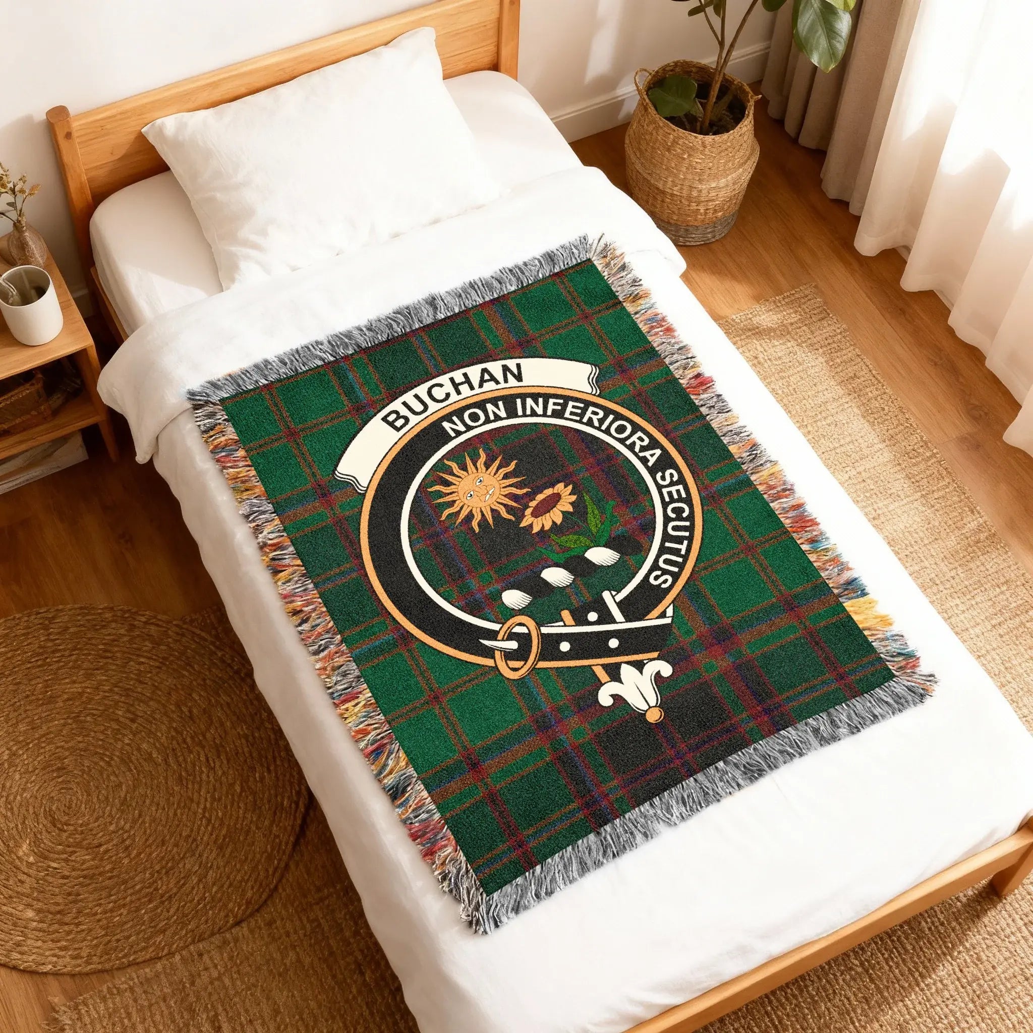 Buchan Non Inferiora Secutus Clan Crest Tartan Blanket