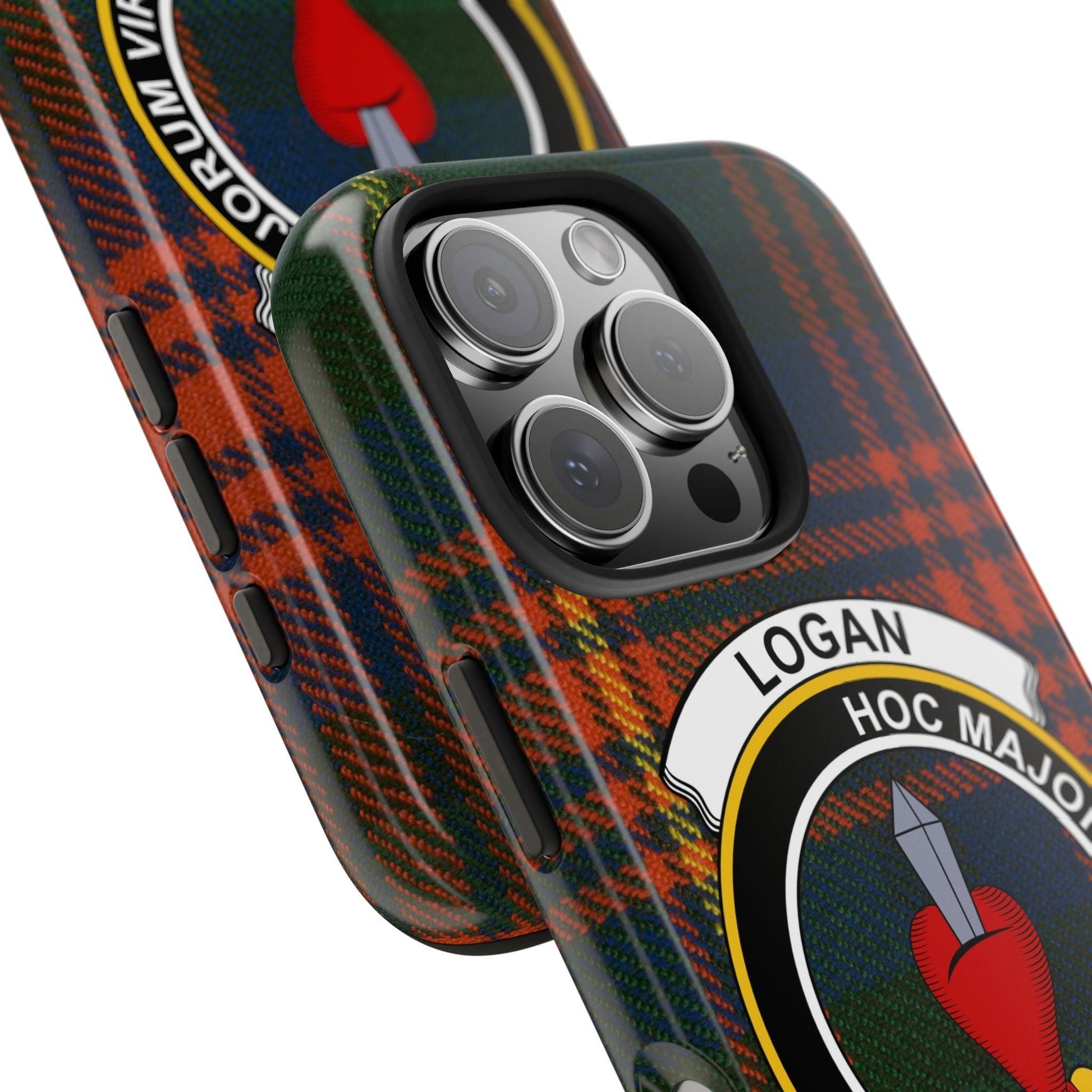 Logan Scottish Clan Crest Tartan Background Cell Phone Case - Celtic Ancestry Gifts