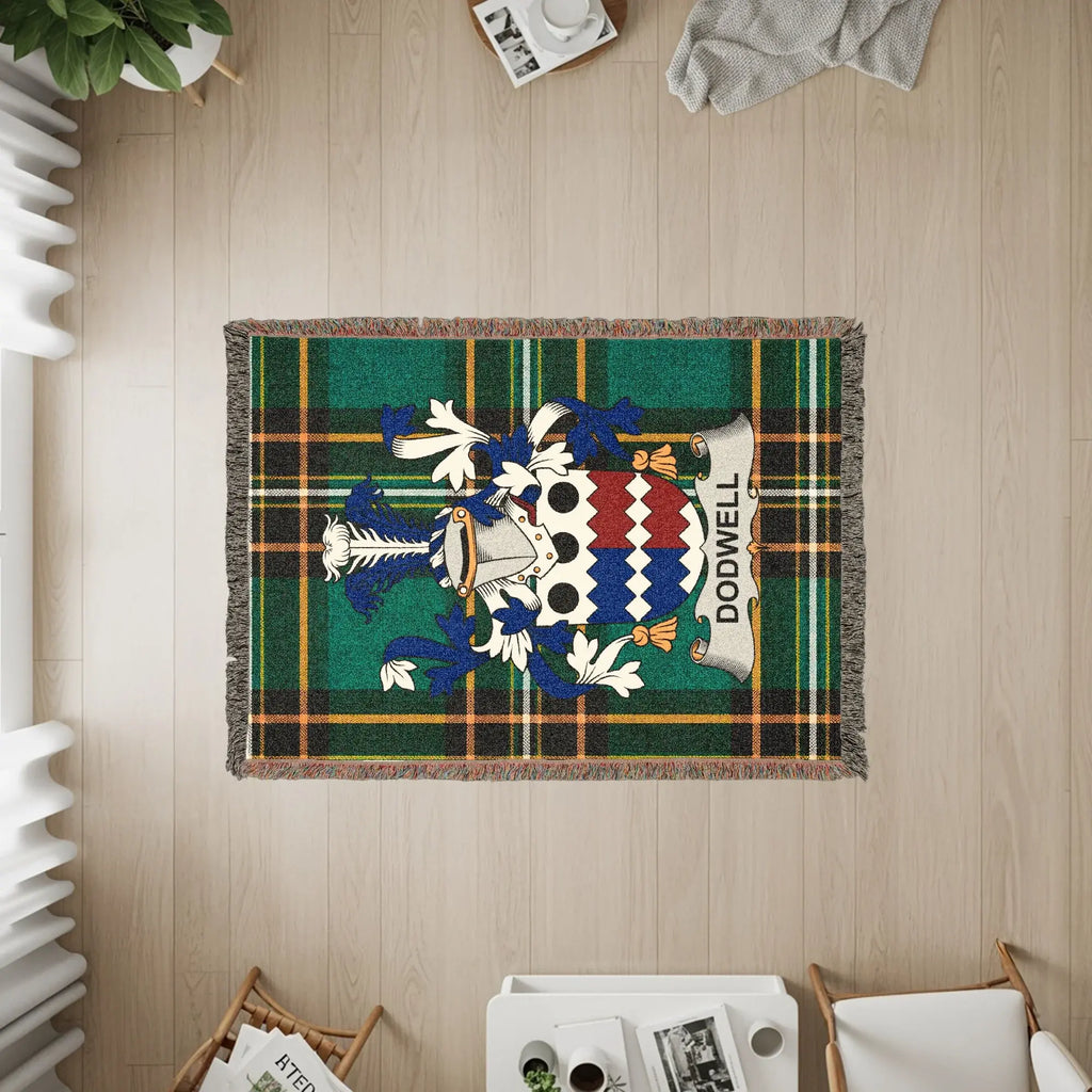 Dodwell Family Crest Tartan Green Throw Blanket product type