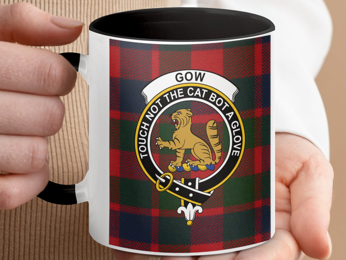 Clan Gow Scottish Tartan Crest Emblem Mug - Living Stone Gifts