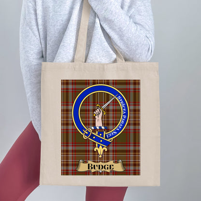 Budge Clan Scottish Tartan Crest Tote Bag - Living Stone Gifts