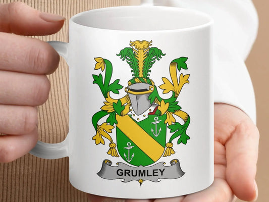 Grumley Surname Irish Family Crest Mug - Celtic Ancestry Gifts