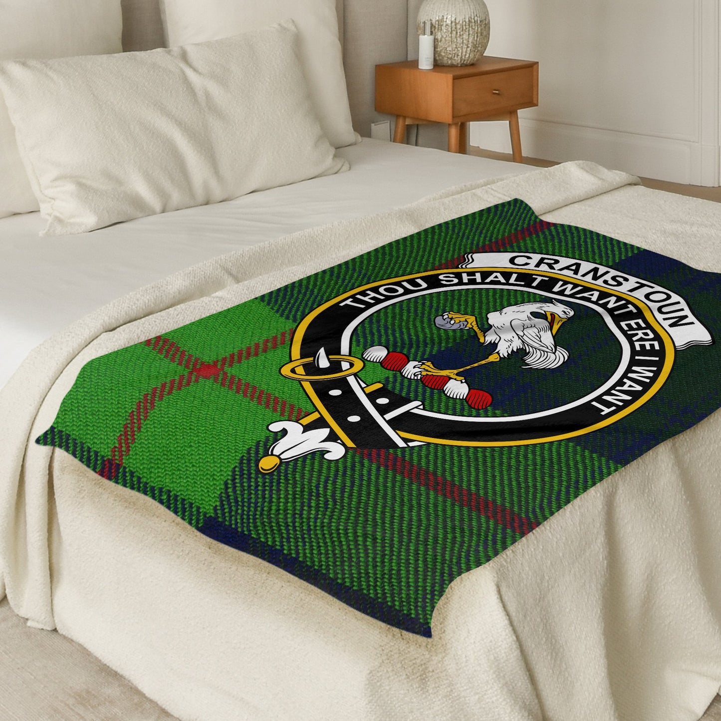 Cranstoun Clan Crest Scottish Tartan Throw Blanket - Living Stone Gifts