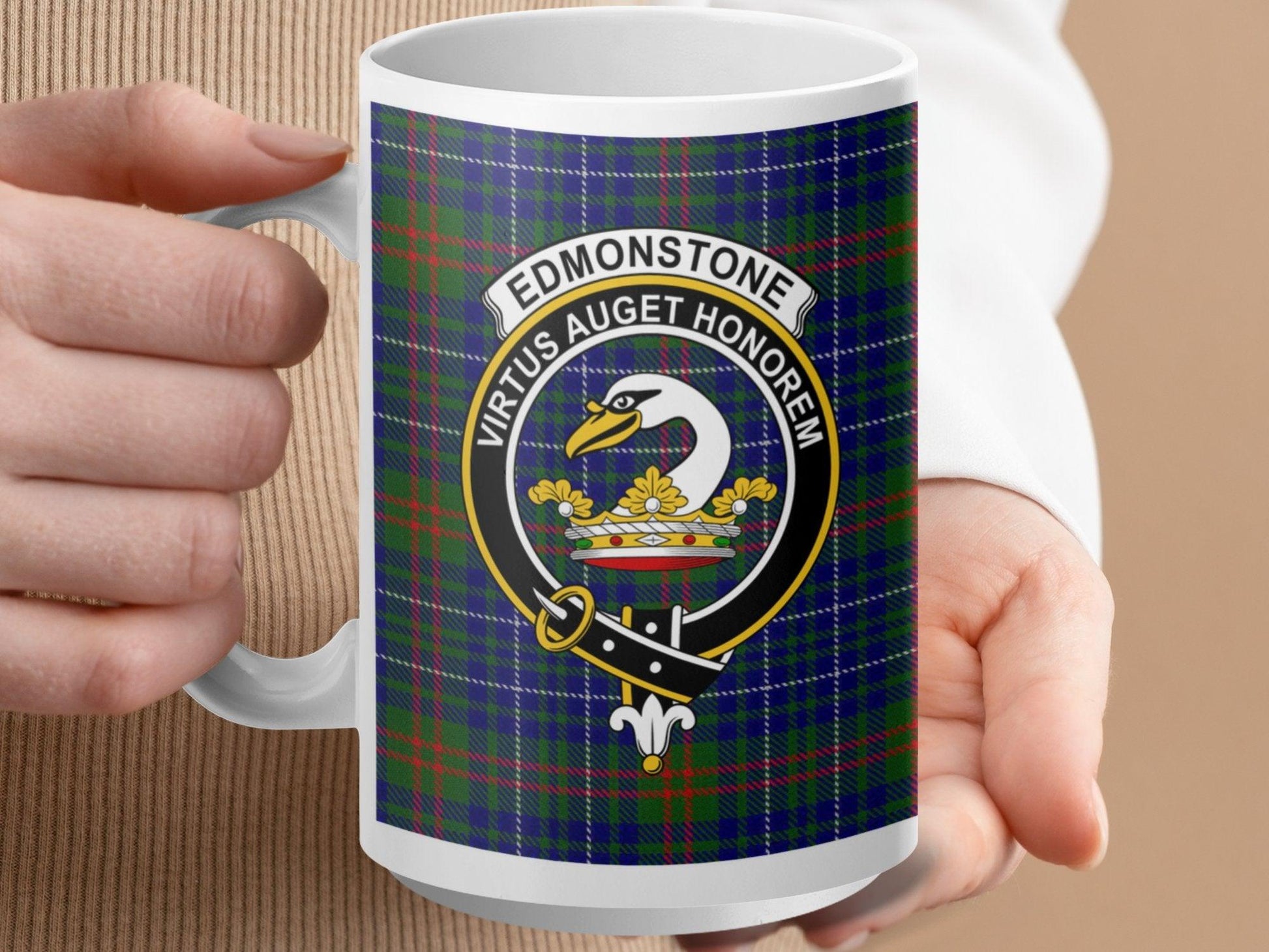 Virtus Auget Honorem Edmonstone Clan Crest Mug - Living Stone Gifts