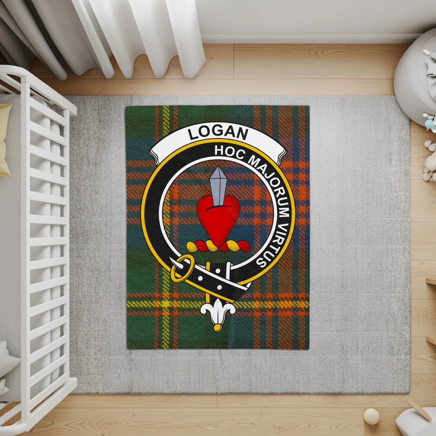 Logan Hoc Majorum Virtus Plaid Nursery Rug product