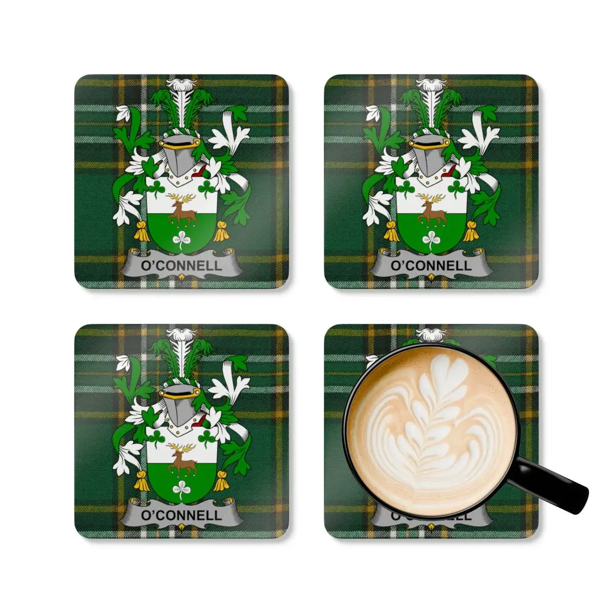O'Connell Family Crest Plaid Pattern Coaster product