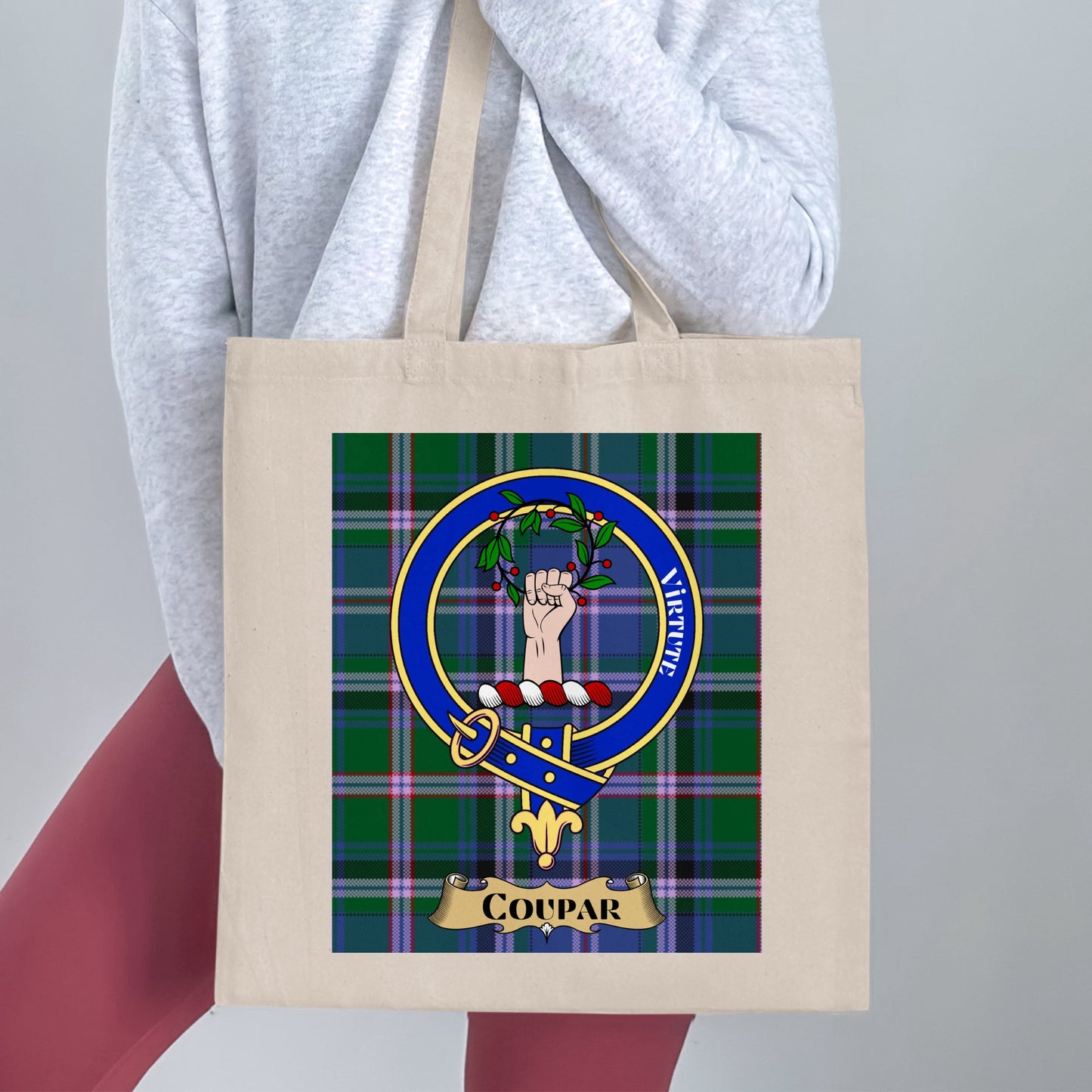 Coupar Scottish Clan Crest Tartan Tote Bag - Living Stone Gifts