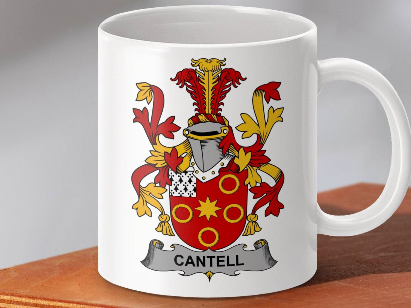 Cantell Surname Irish Family Crest Graphic On The Mug - Celtic Ancestry Gifts