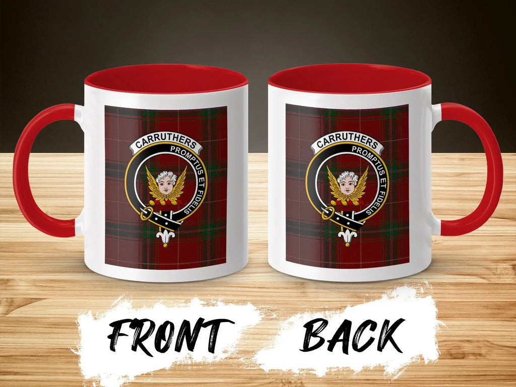 Carruthers Family Crest Red Handle Mug 11oz Coffee Cup