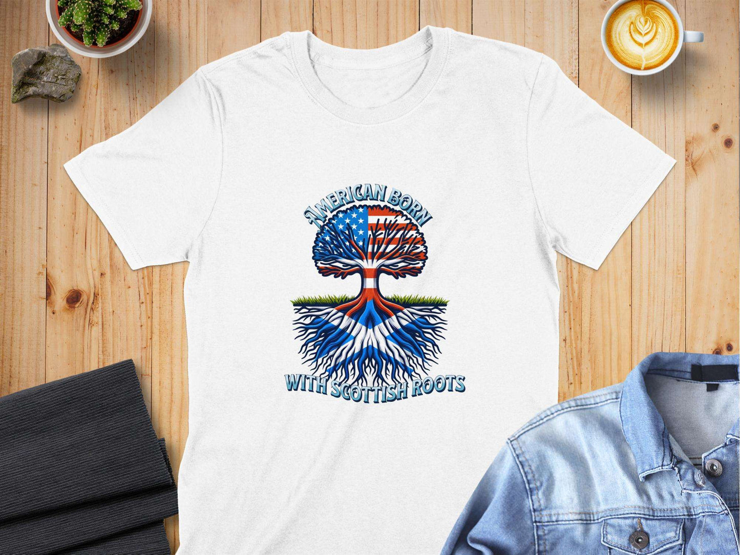 American Born With Scottish Roots Tree Graphic T-Shirt - Living Stone Gifts