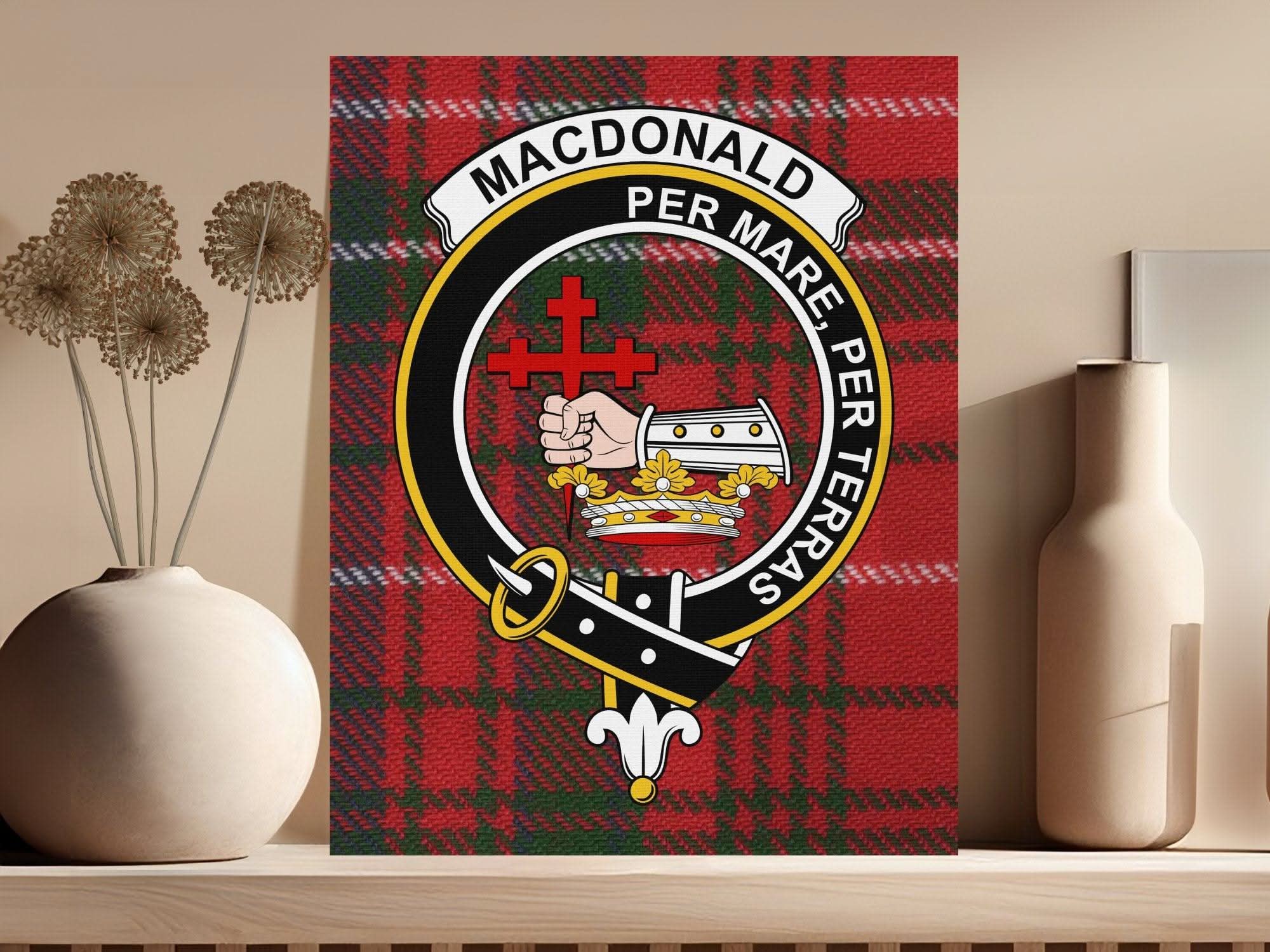 Macdonald Scottish Tartan Crest Canvas Wrap - Celtic Ancestry Gifts