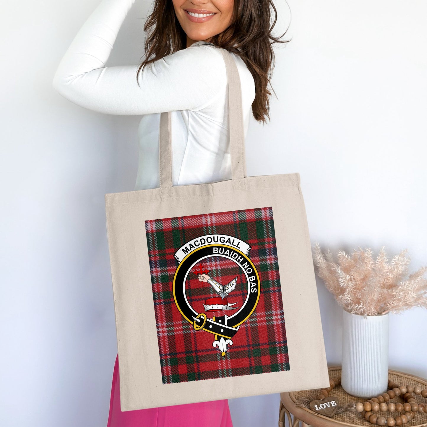 Clan MacDougall Scottish Crest Tartan Tote Bag - Living Stone Gifts