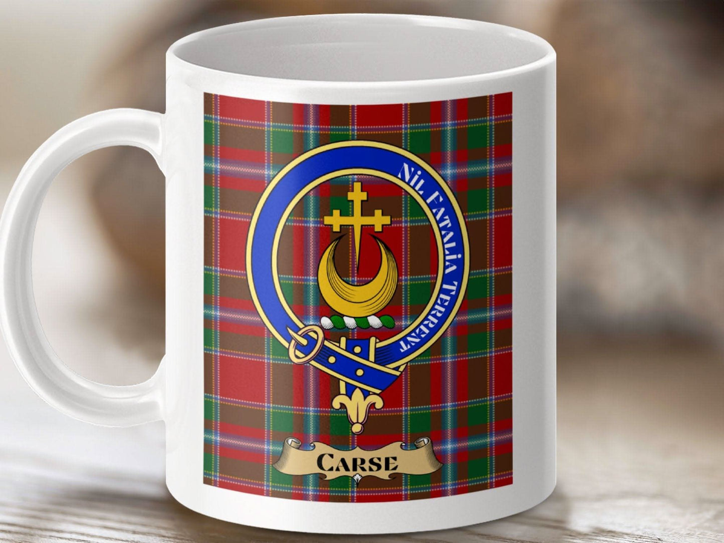 Clan Carse Tartan Mug with Crest Design product