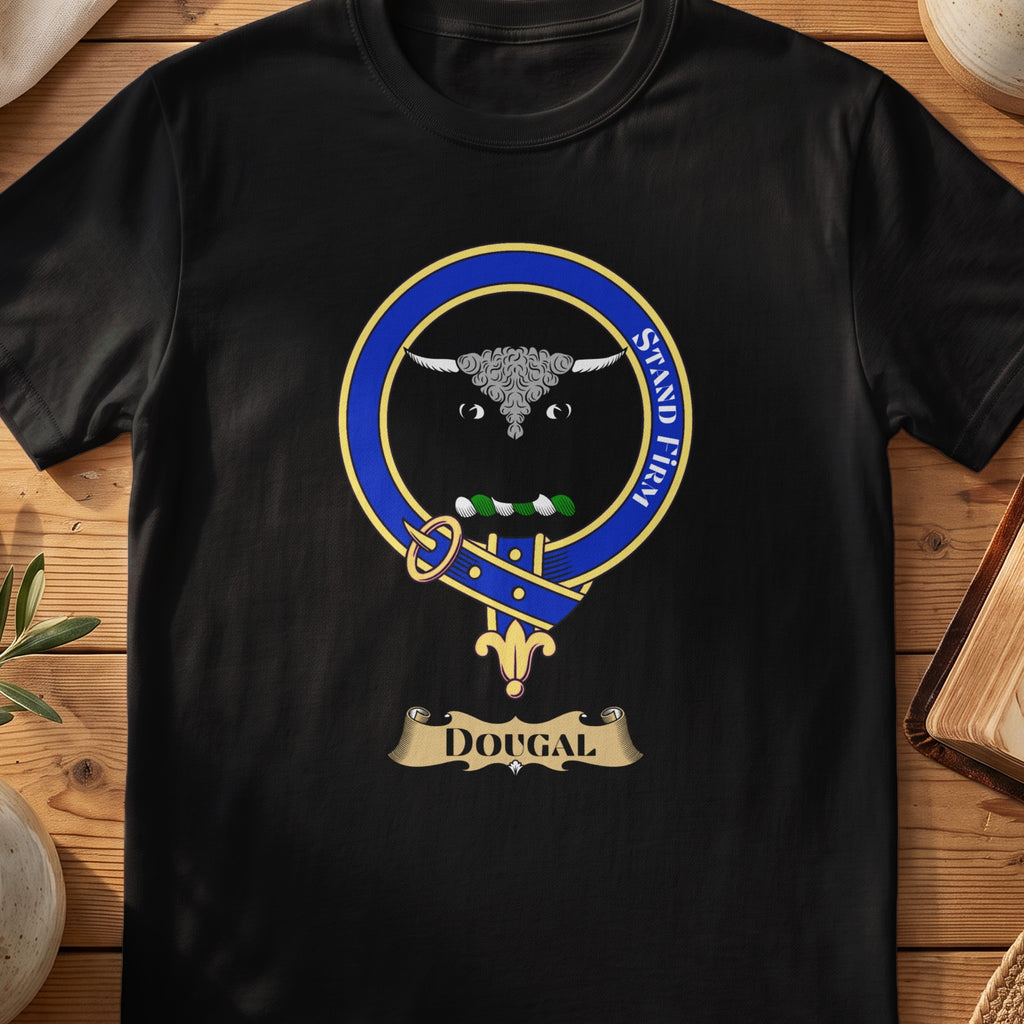 Dougal Stand Firm Scottish clan crest T-shirt in black