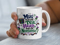 White mug with "Mug Full of Head Full of Nonsense" text and Scottish thistle design.