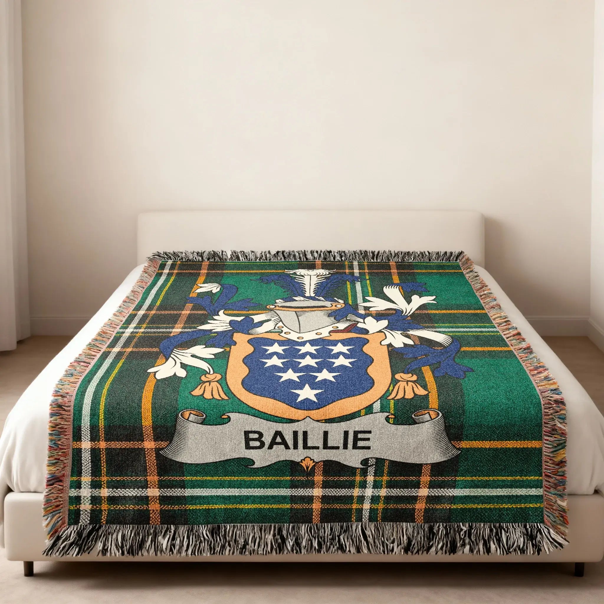 Baillie Family Crest Green Plaid Blanket product type
