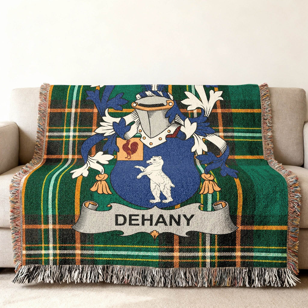 DEHANY Family Crest Tartan Plaid Heraldry Fringed Throw product type