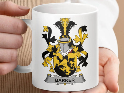 Barker Surname Irish Family Crest Design Graphic Mug - Celtic Ancestry Gifts