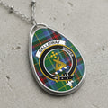Galloway clan Scottish tartan necklace with clan crest on tartan background