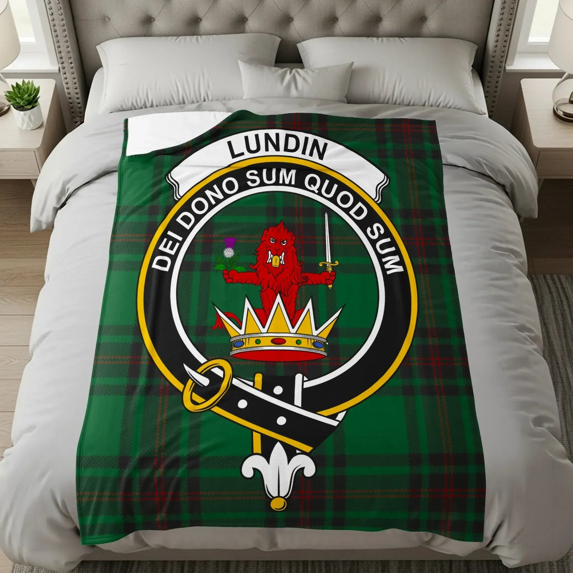 Eye-Catching Tartan Blanket with Unique Crest product