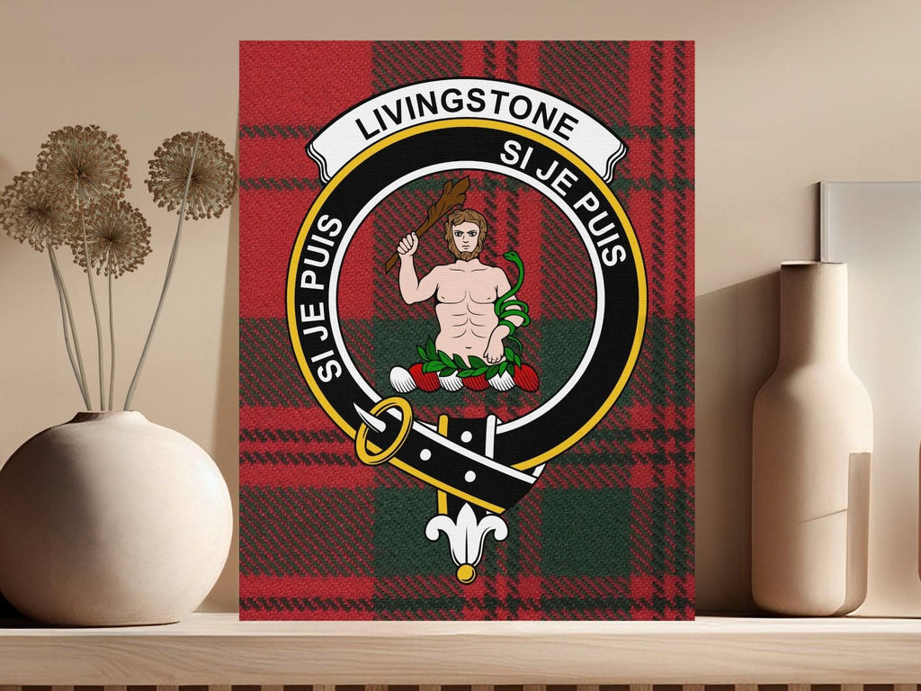 Livingstone Scottish Tartan Crest Canvas - Celtic Ancestry Gifts