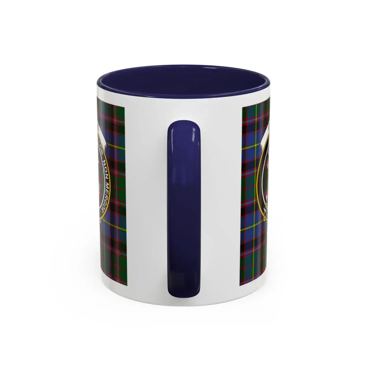 Tartan Pattern Mug with Blue Handle and Inner Color