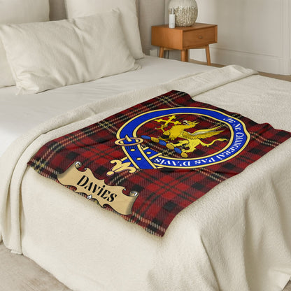 Scottish Clan Davies Crest Tartan Blanket - Living Stone Gifts