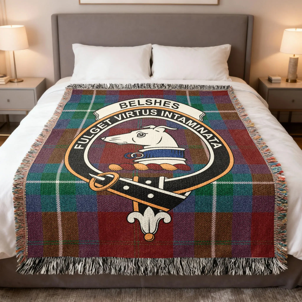 Belshes Fulget Virtus Intaminata Tartan Throw Blanket