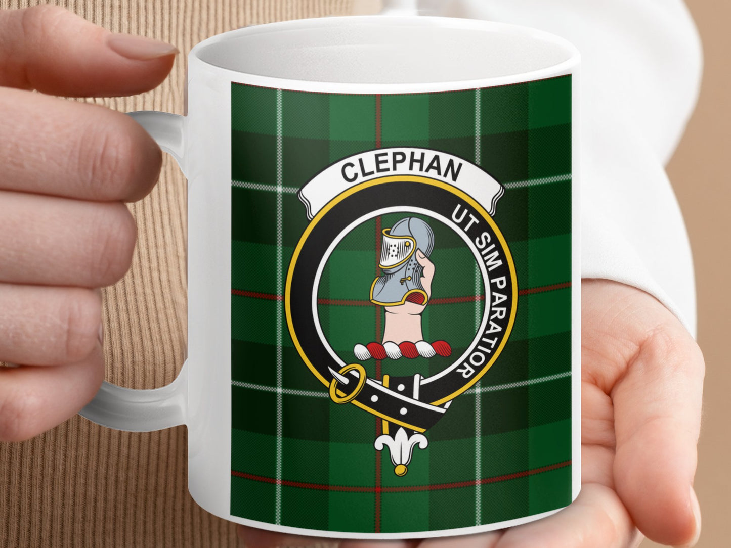 Clan Clephan Scottish Tartan Emblem Crest Mug - Living Stone Gifts