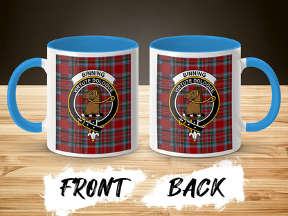 Binning Virtute Doloque Crest Tartan Pattern Mug - Living Stone Gifts