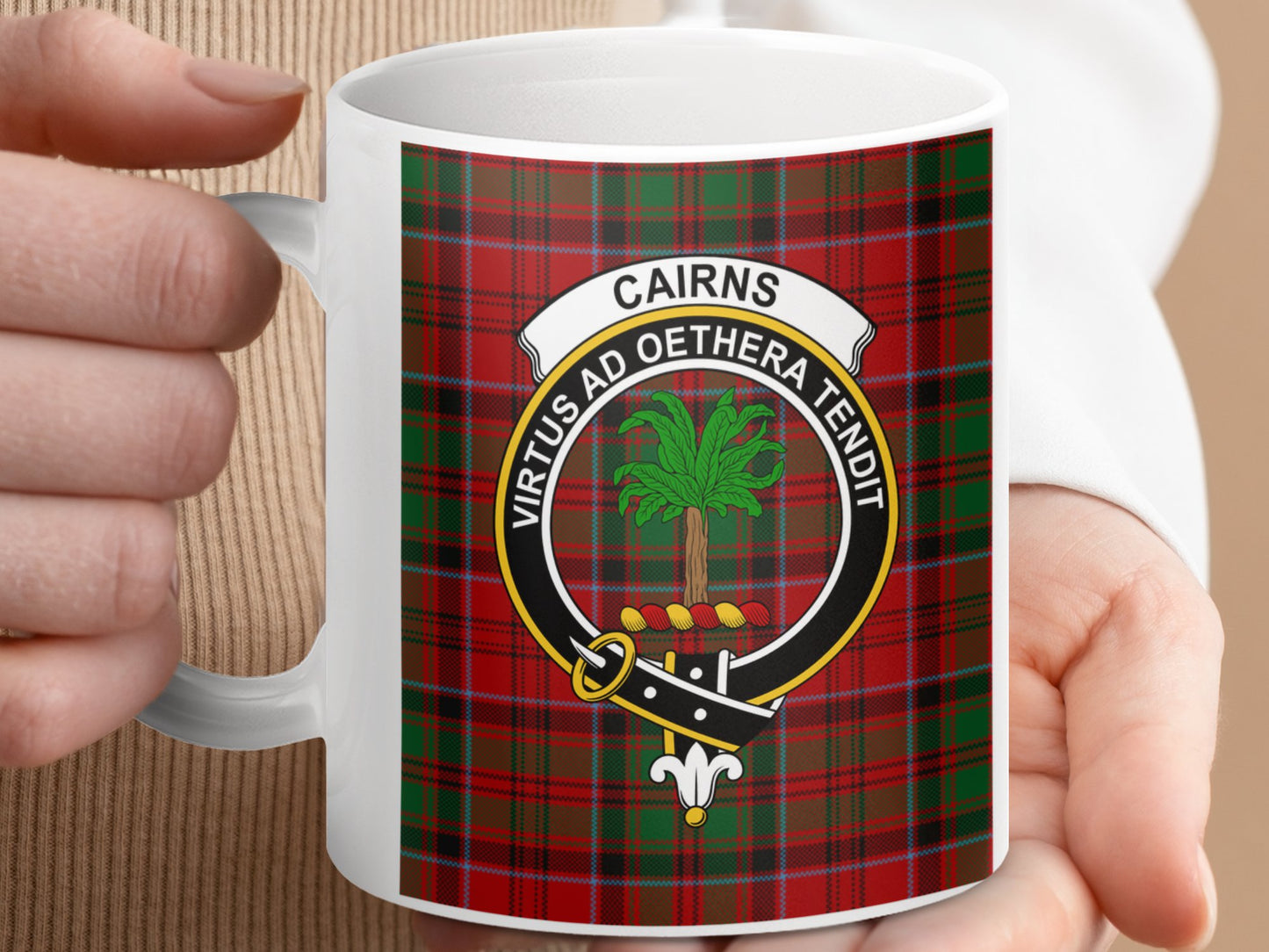 Cairns Scottish Tartan Clan Crest Design Mug - Living Stone Gifts