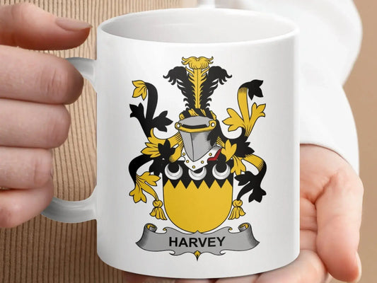 Harvey Family Legacy Irish Surname Crest Mug - Celtic Ancestry Gifts