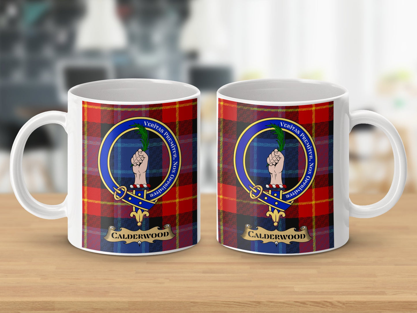 Clan Calderwood Scottish Tartan Crest Mug - Living Stone Gifts