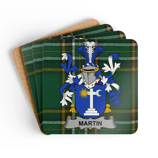 Personalized Martin Family Crest Plaid Coaster Set product type