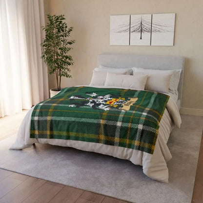 Green Plaid Blanket With Fun Design on Soft Bedding product type
